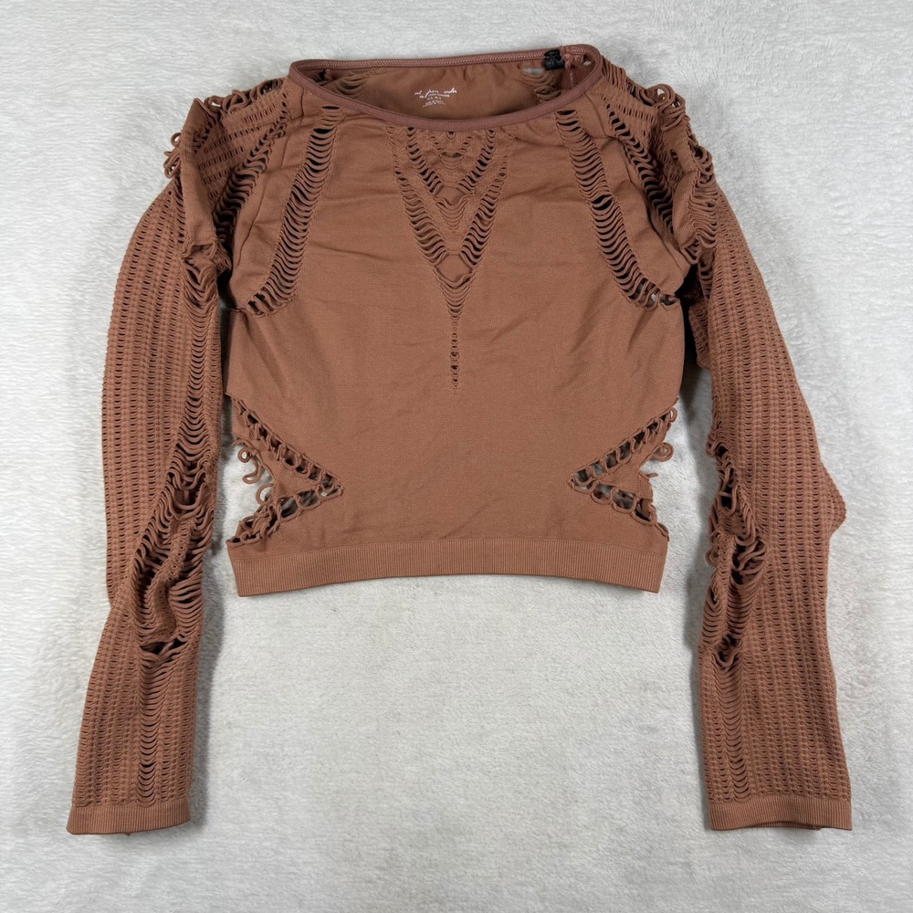 Out From Under Urban Outfitters Brown Shredded Seamless Crop Top ML 10208